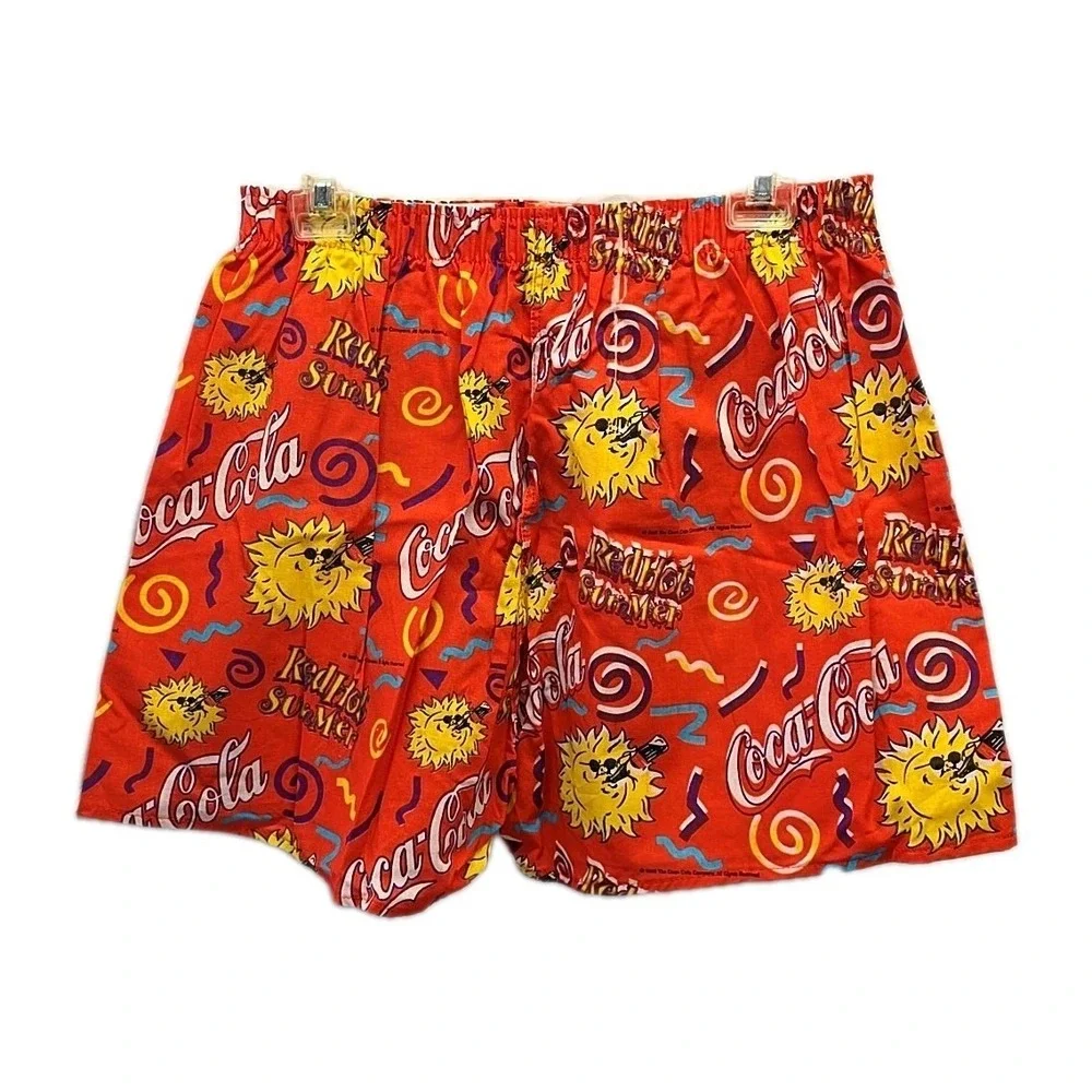 Vintage 1995 NWT Coca Cola Boxer‎ Shorts Red Hot Summer Novelty USA Mens 32 34